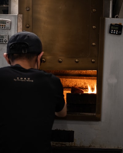 Torino Picasso rust corten steel finish on rotating pizza oven