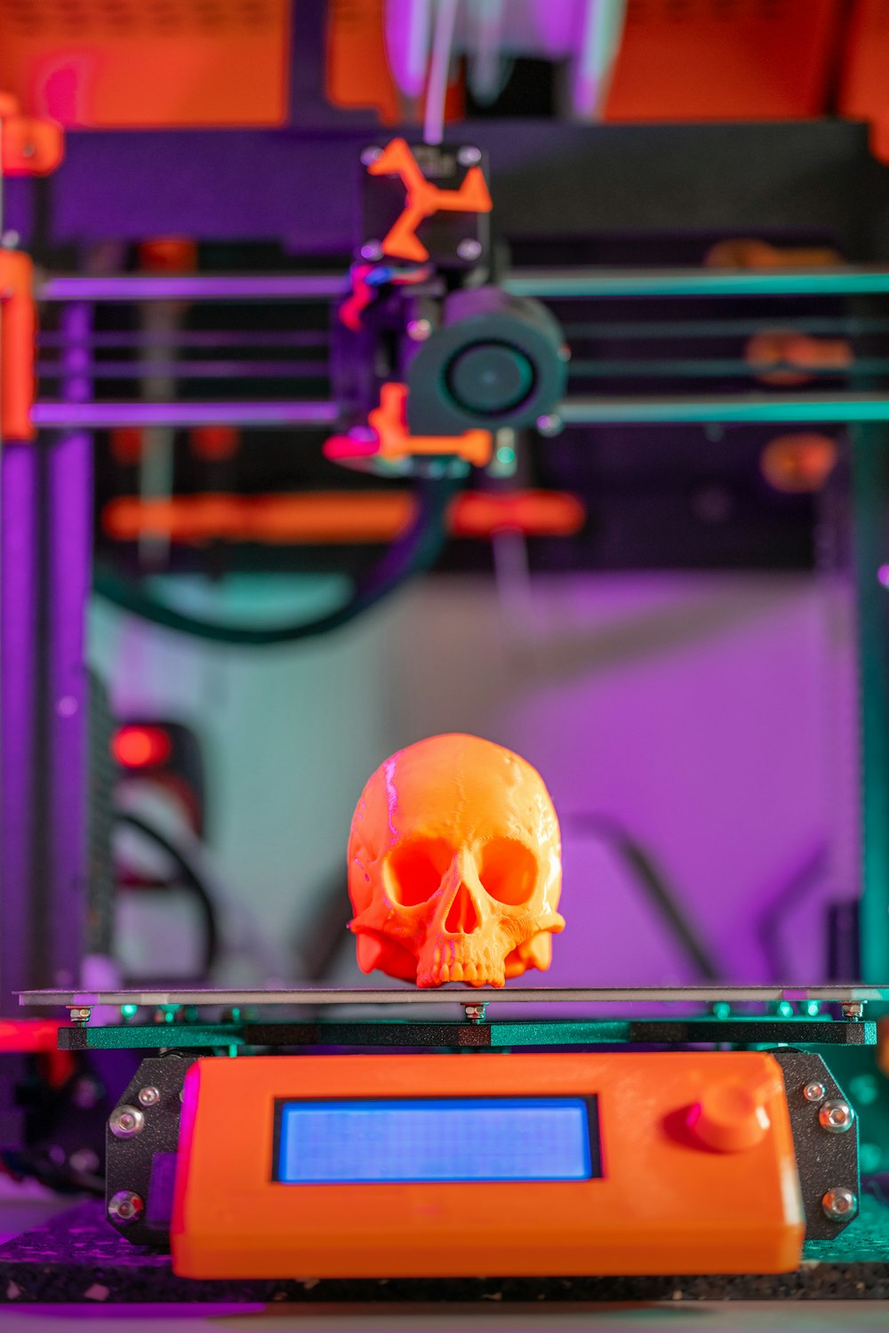 a skull sitting on top of a digital scale