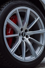 a close up of a tire on a car