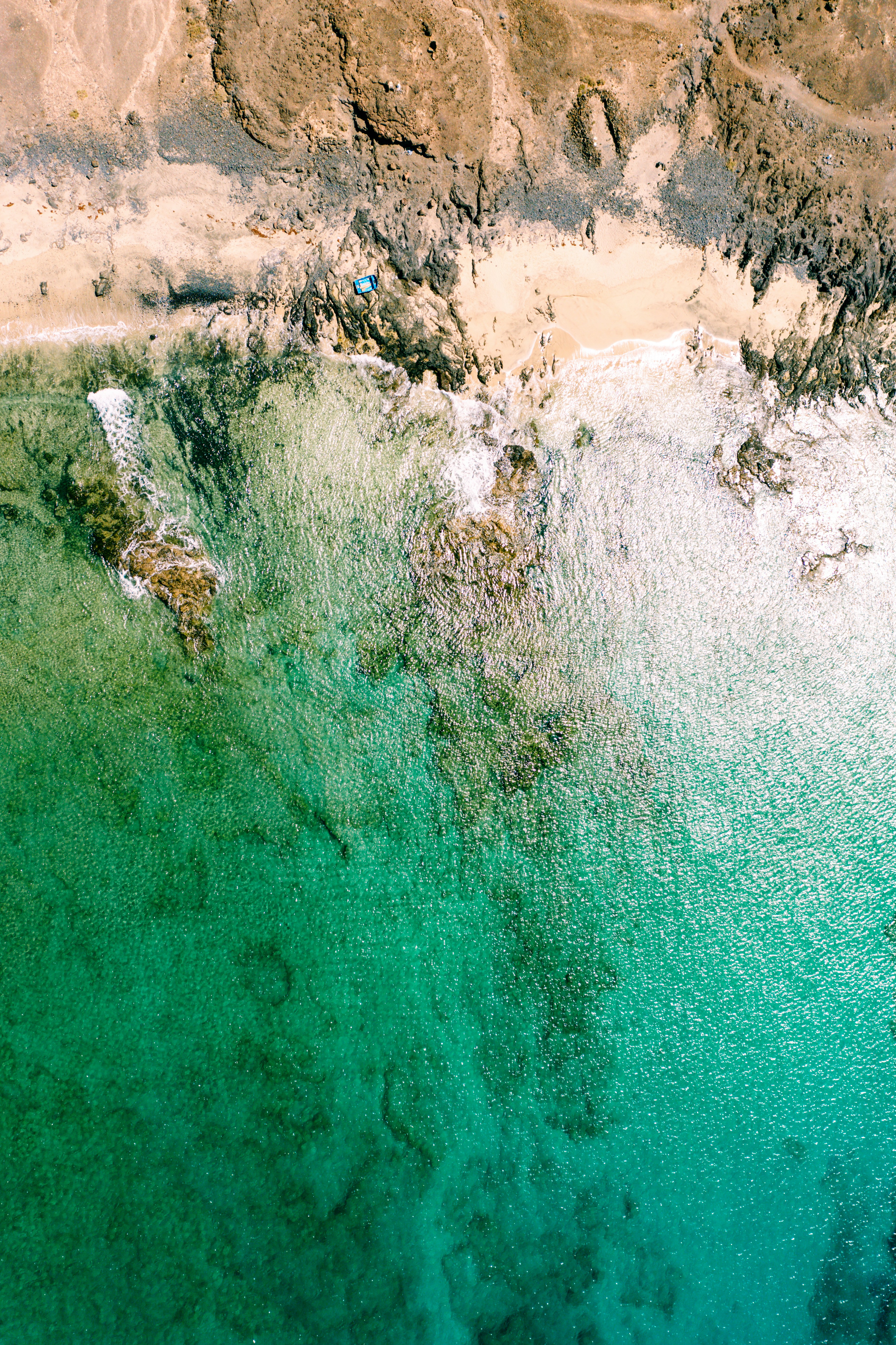an aerial view of a body of water