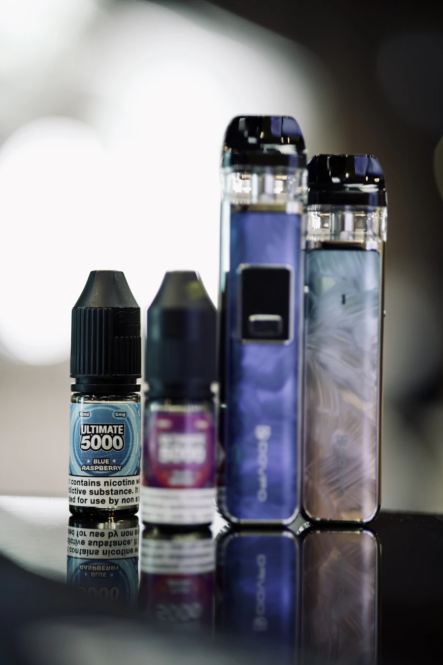 Illustrative vape accessories and e-liquid
