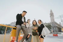 a group of people standing next to each other
