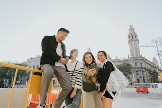 a group of people standing next to each other