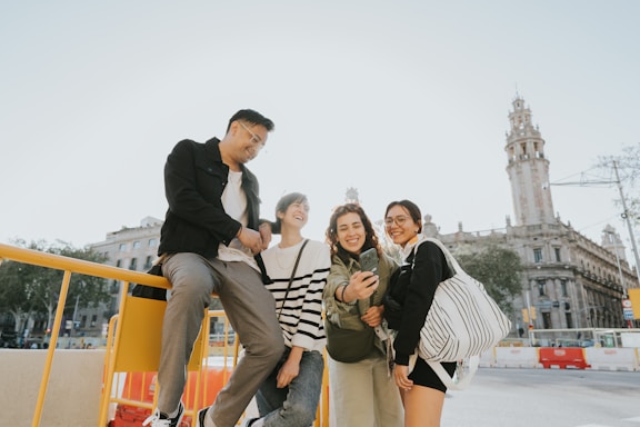 a group of people standing next to each other