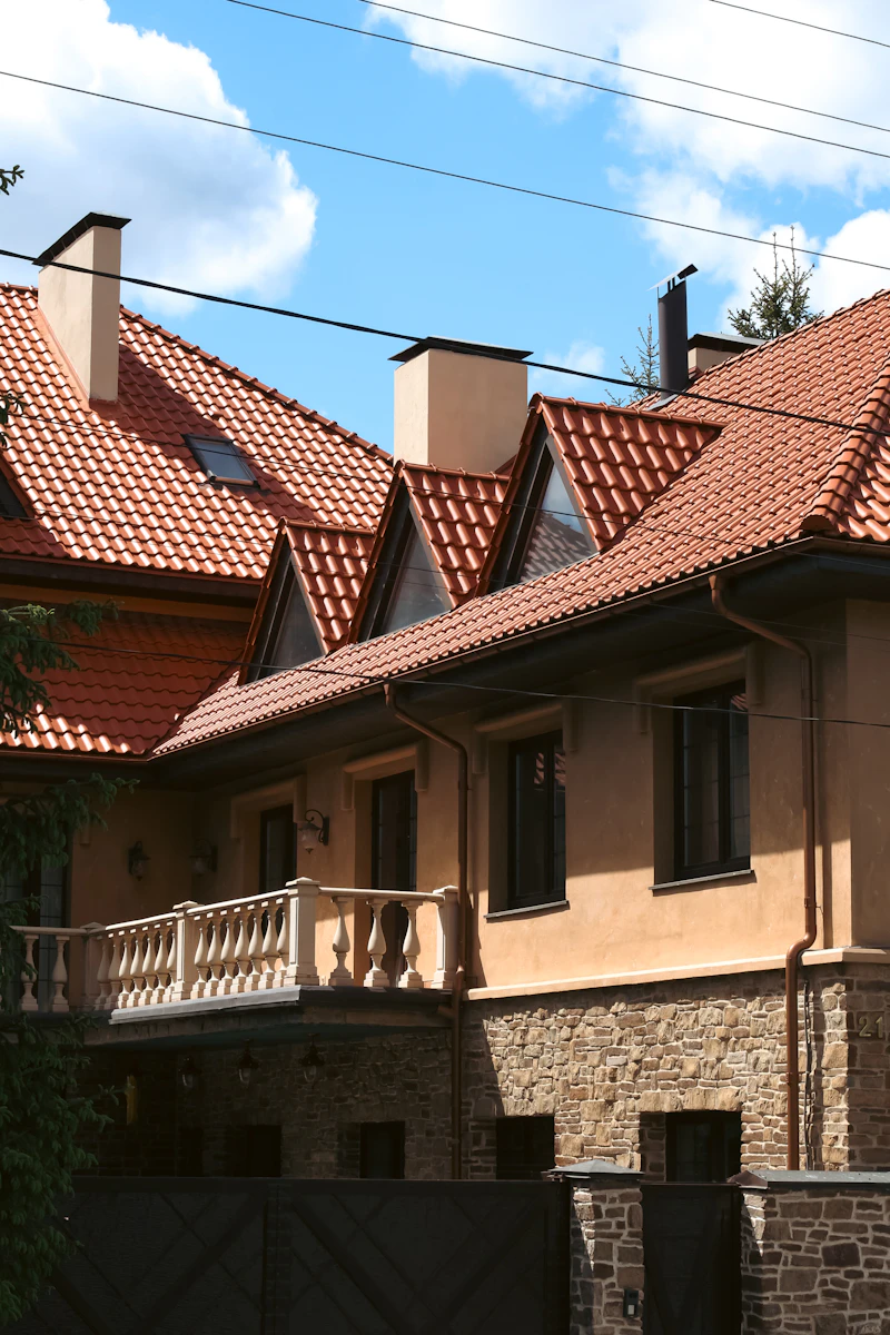A re-roofed house with new tiles