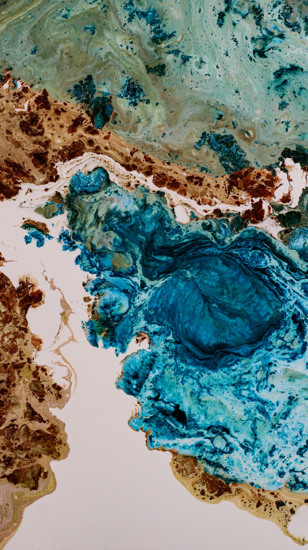 a close up of a blue and brown substance