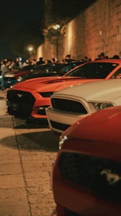 a group of cars parked next to each other