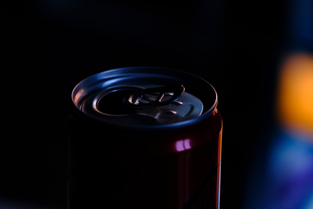 a close up of a can of soda