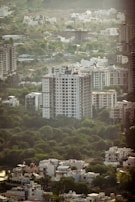 a view of a city with lots of tall buildings