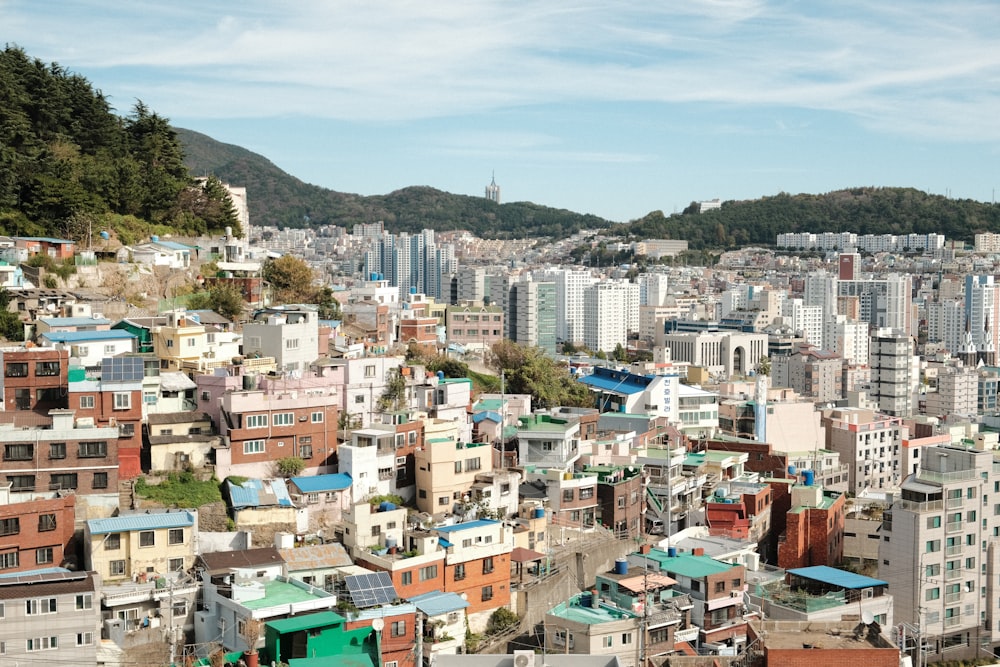 a view of a city with lots of tall buildings