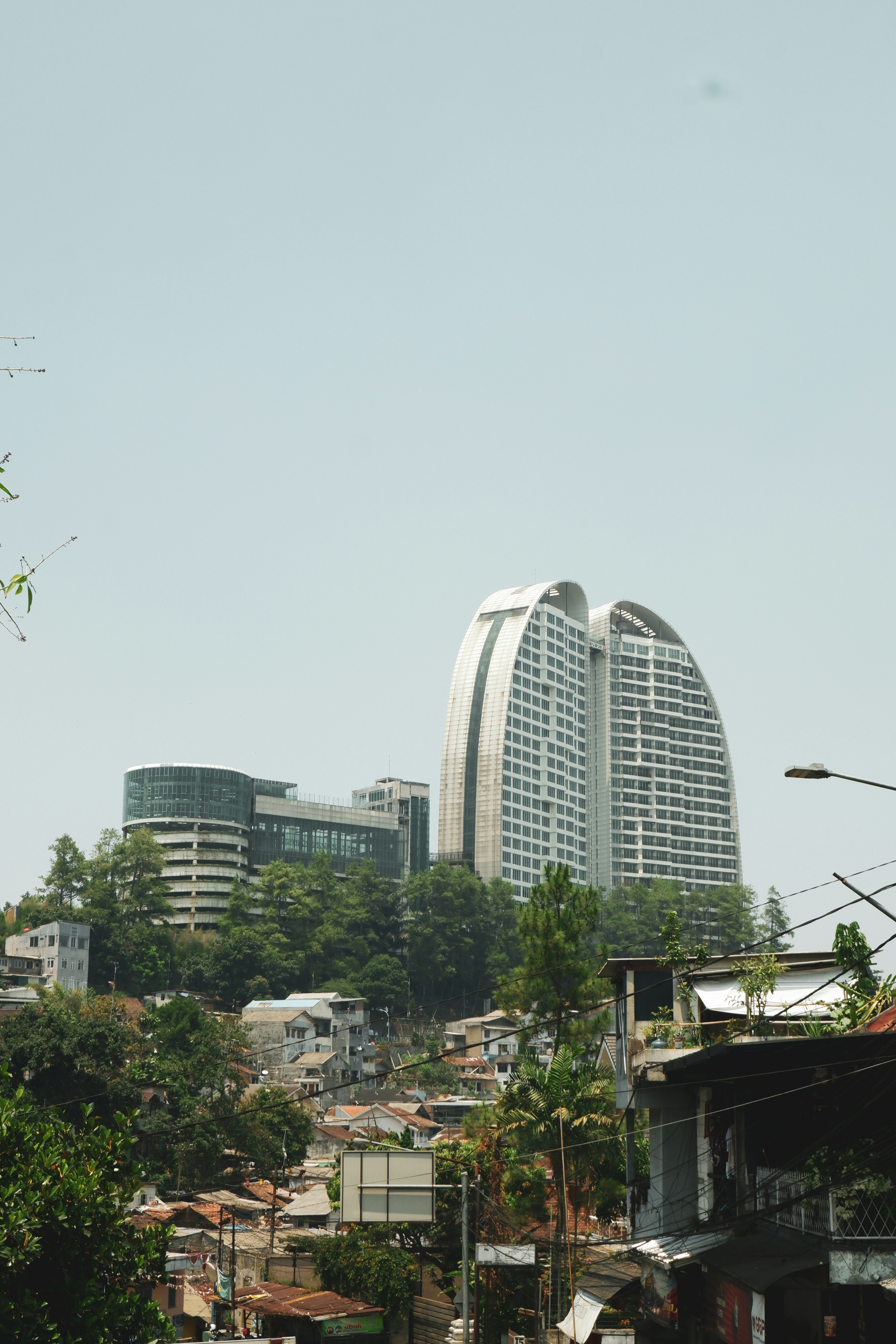 a view of a city with tall buildings