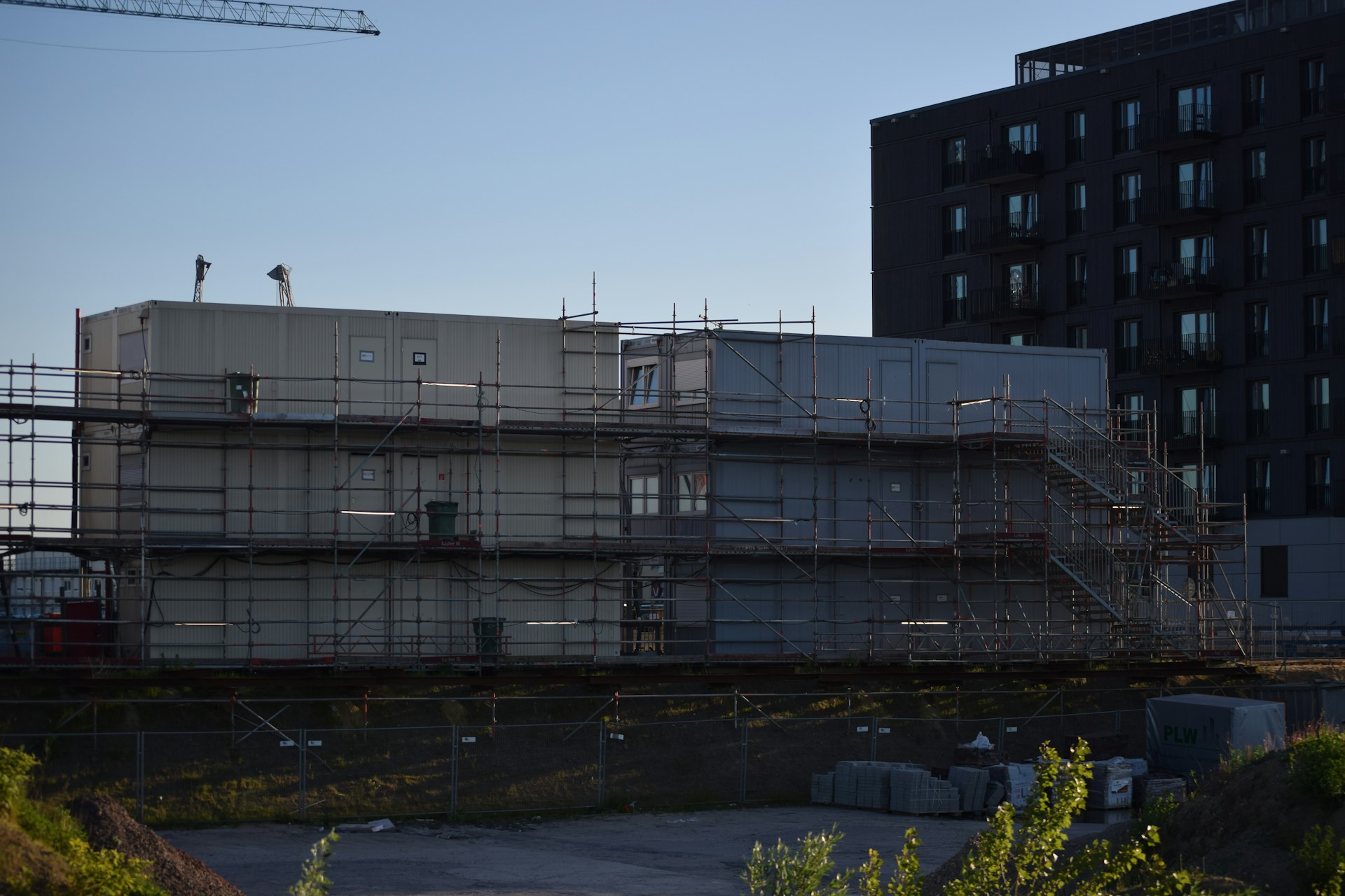 a large building with scaffolding on the side of it
