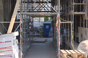 a building under construction with scaffolding around it