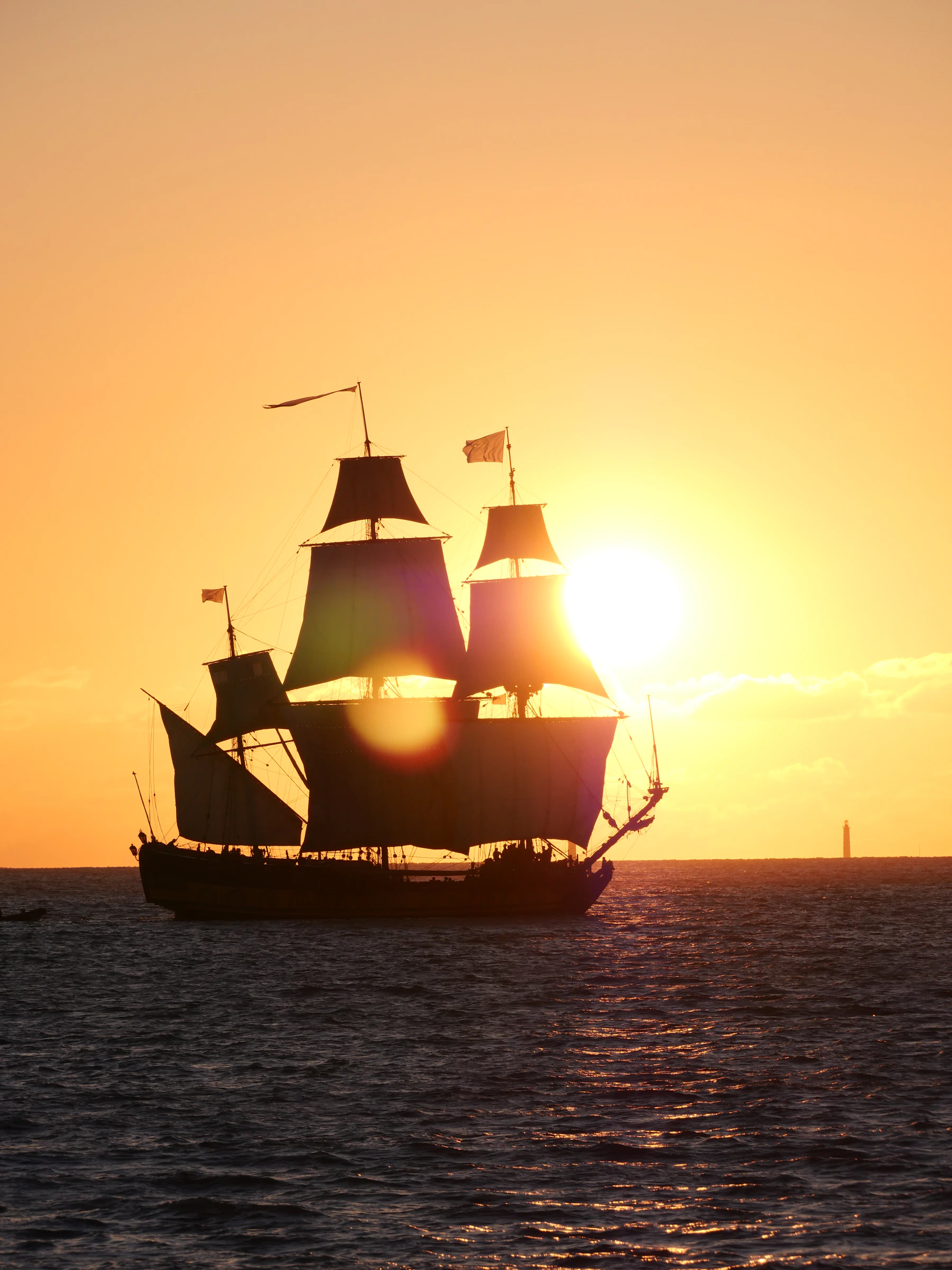 Sunset sailing off the coast