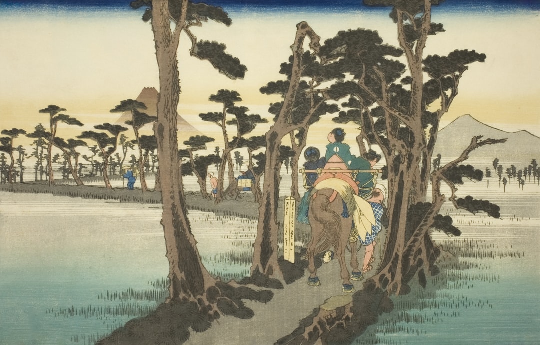 Artist Utagawa Hiroshige Title Yoshiwara: Mount Fuji on the Left (Yoshiwara, hidari Fuji), from the series "Fifty-three Stations of the Tokaido Road (Tokaido gojusan tsugi no uchi)," also known as the Hoeido Tokaido Place Japan (Artist's nationality:) Date 1828–1839 Medium Color woodblock print; oban https://www.artic.edu/artworks/10929/yoshiwara-mount-fuji-on-the-left-yoshiwara-hidari-fuji-from-the-series-fifty-three-stations-of-the-tokaido-road-tokaido-gojusan-tsugi-no-uchi-also-known-as-the-hoeido-tokaido