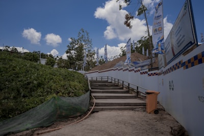a set of stairs leading up to the top of a hill