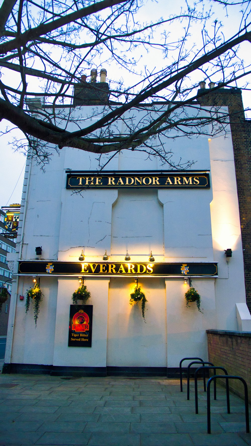 the exterior of a pub called the radnor arms