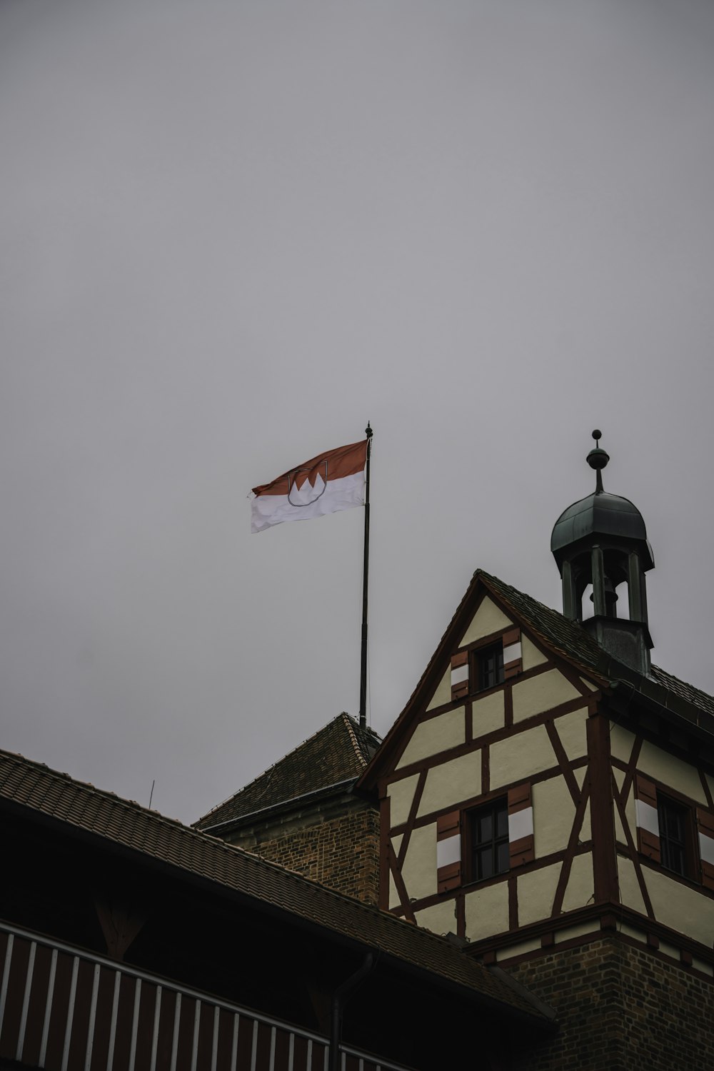 a building with a flag on top of it