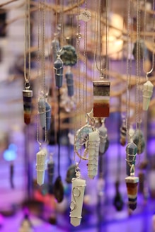 a wind chime hanging from a ceiling in a room