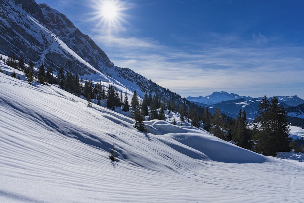 une personne qui descend une montagne enneigée