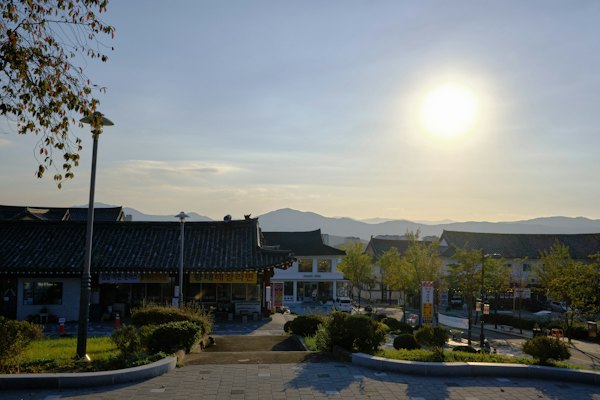 The sun is shining over a small town — Gyeongju, South Korea