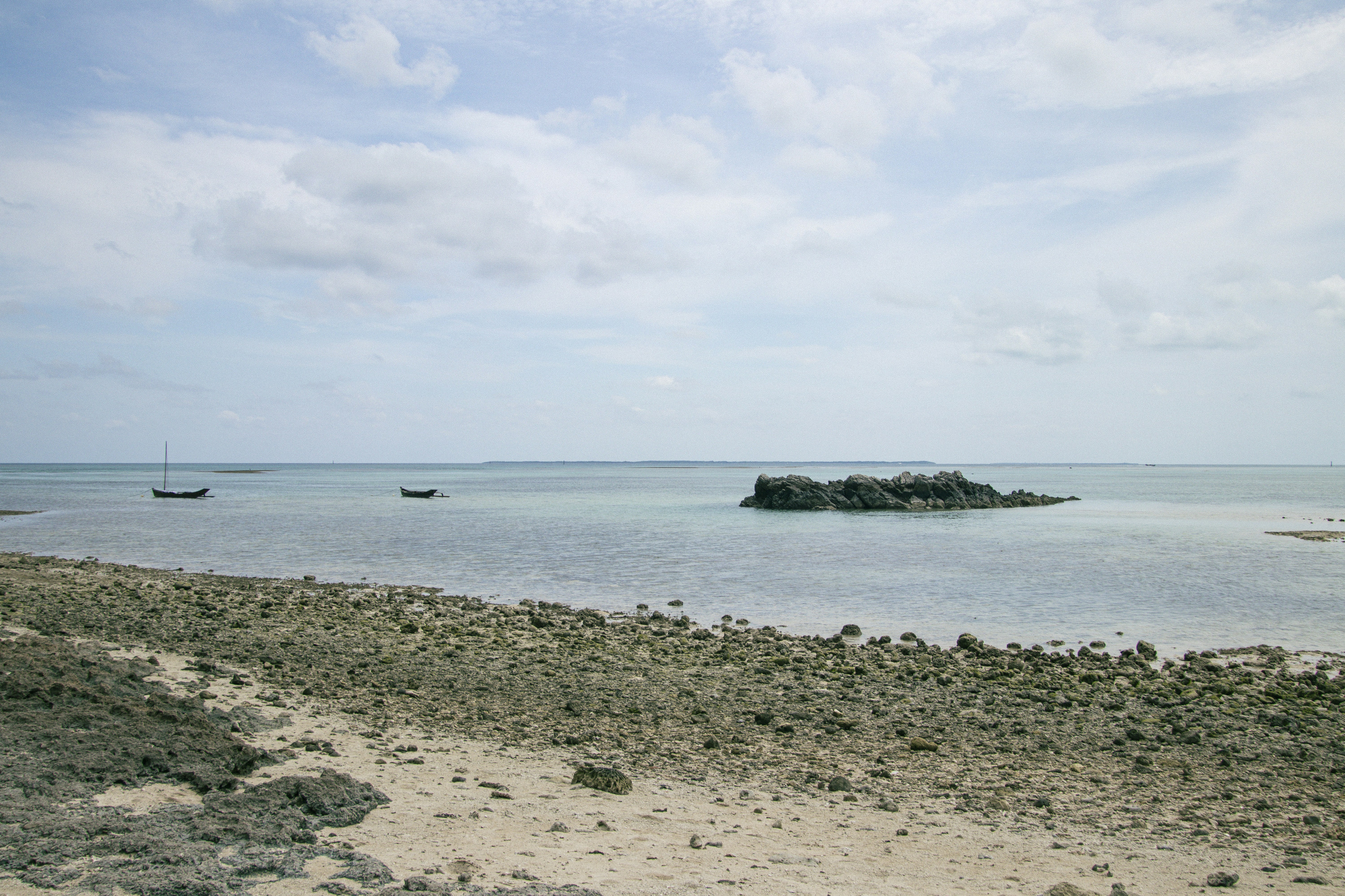 there are two boats that are out on the water