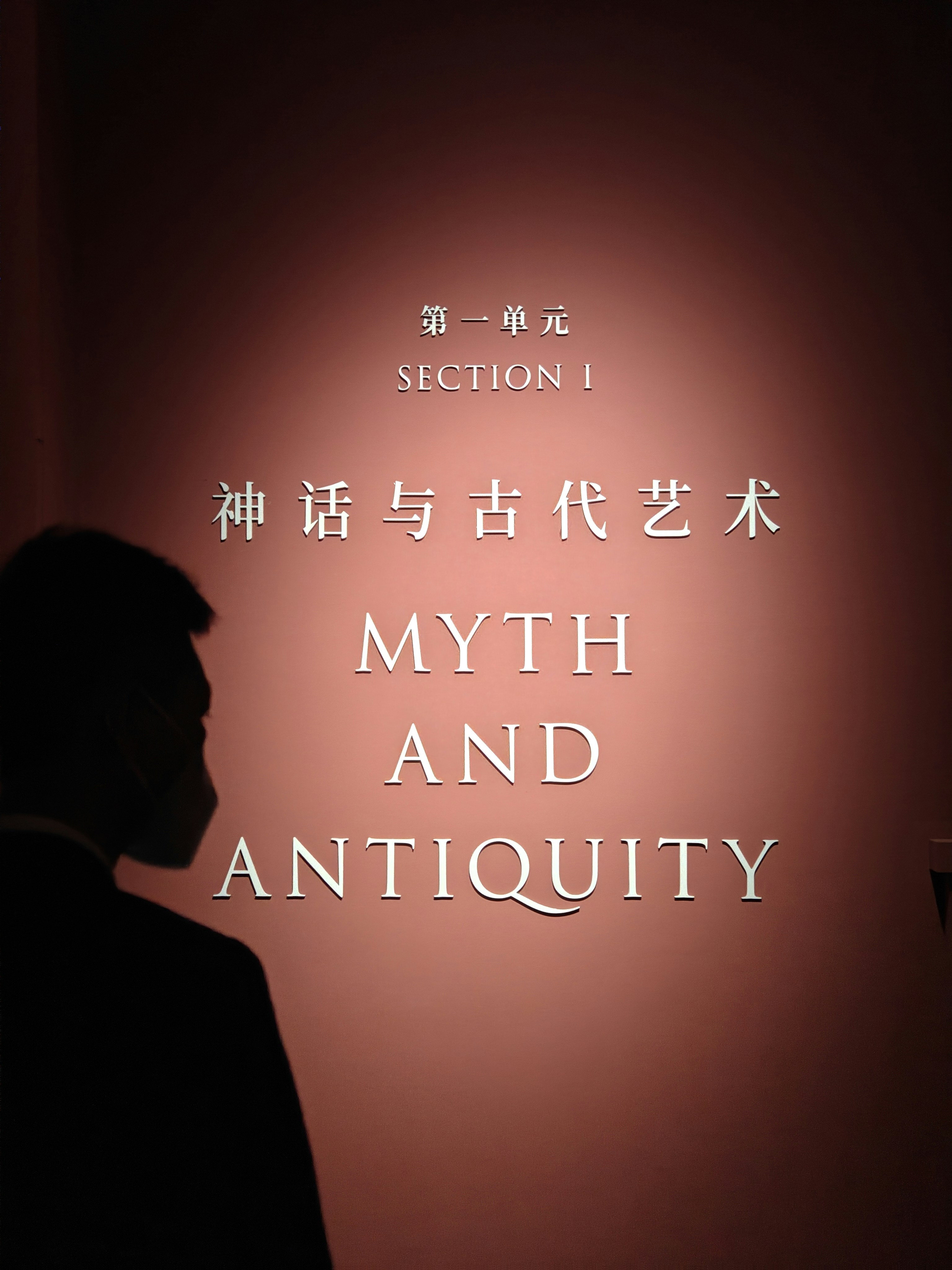 a man standing in front of a red wall