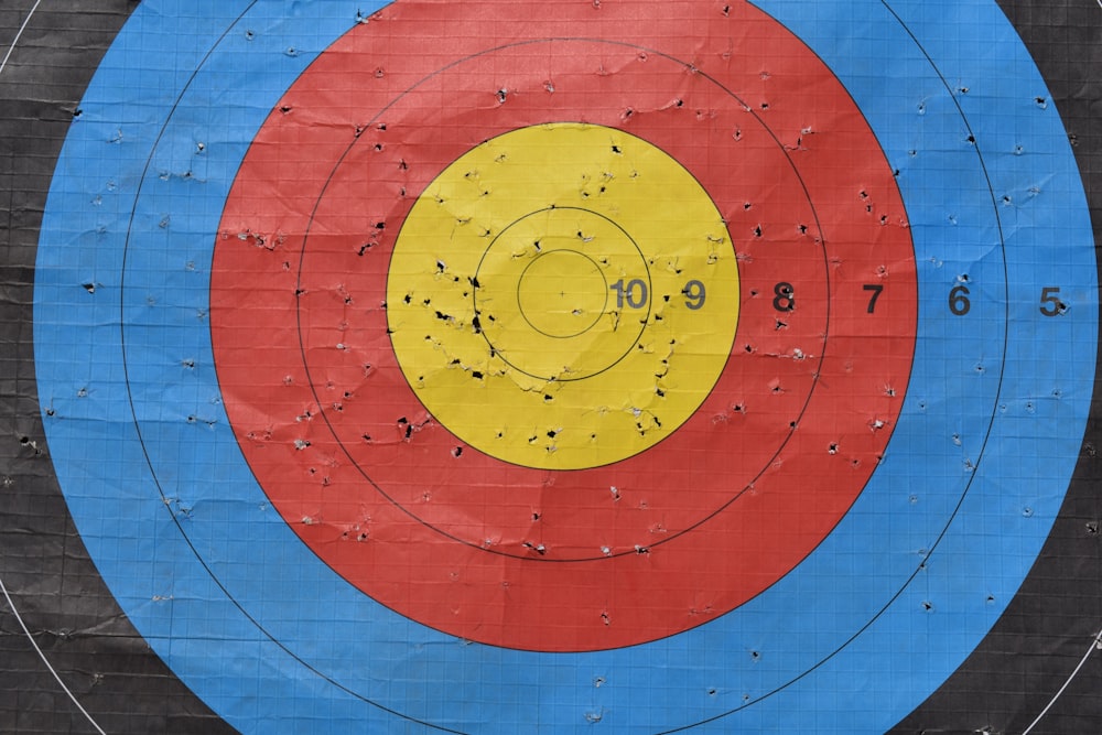 a close up of a bulls eye on a wall