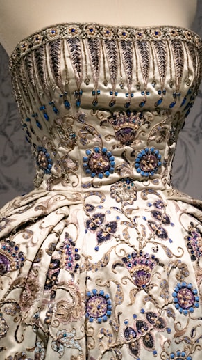 the back of a dress on display in a museum