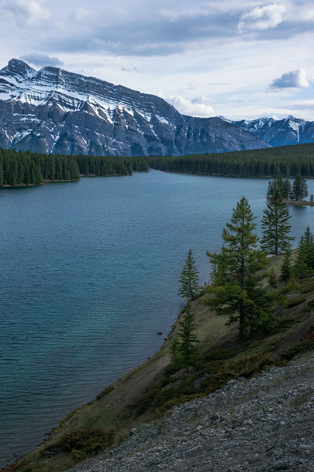 a large body of water surrounded by mountains