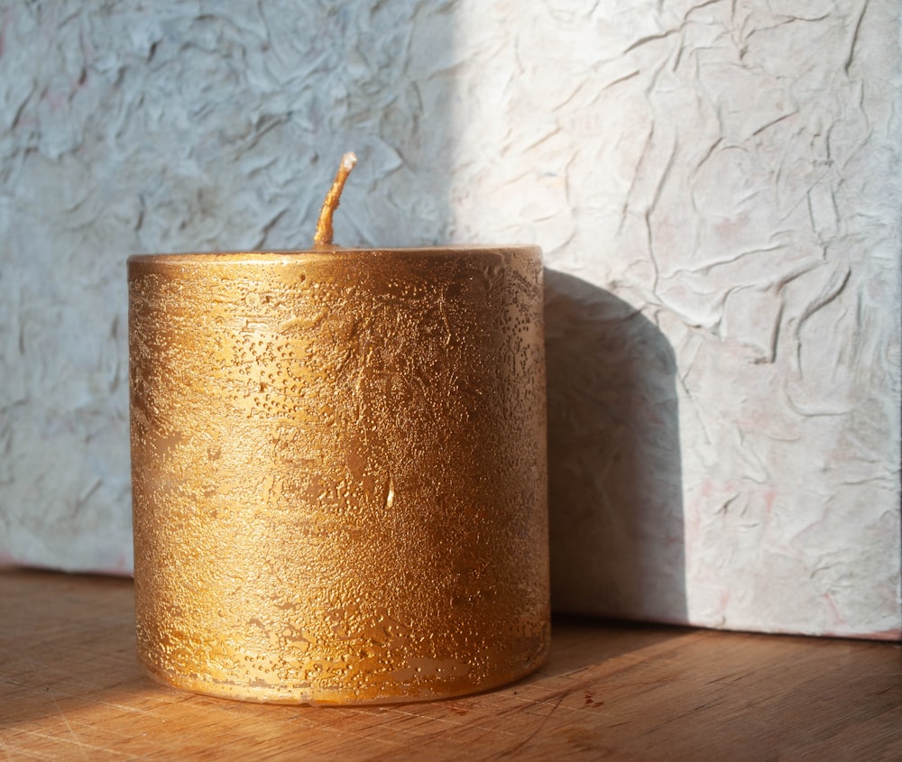 a candle that is sitting on a table