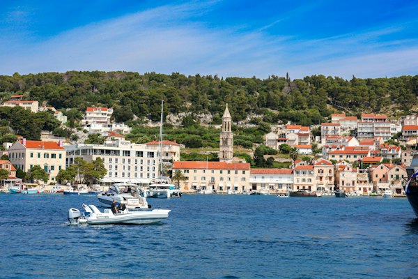 A group of boats floating on top of a body of water — Hvar, Croatia