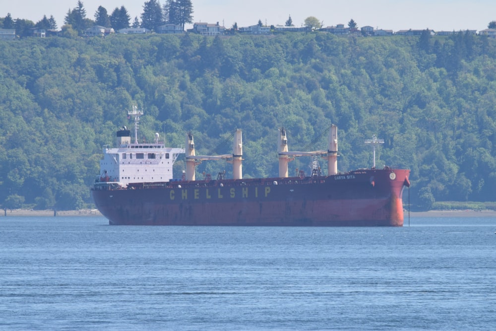 a large cargo ship in a body of water