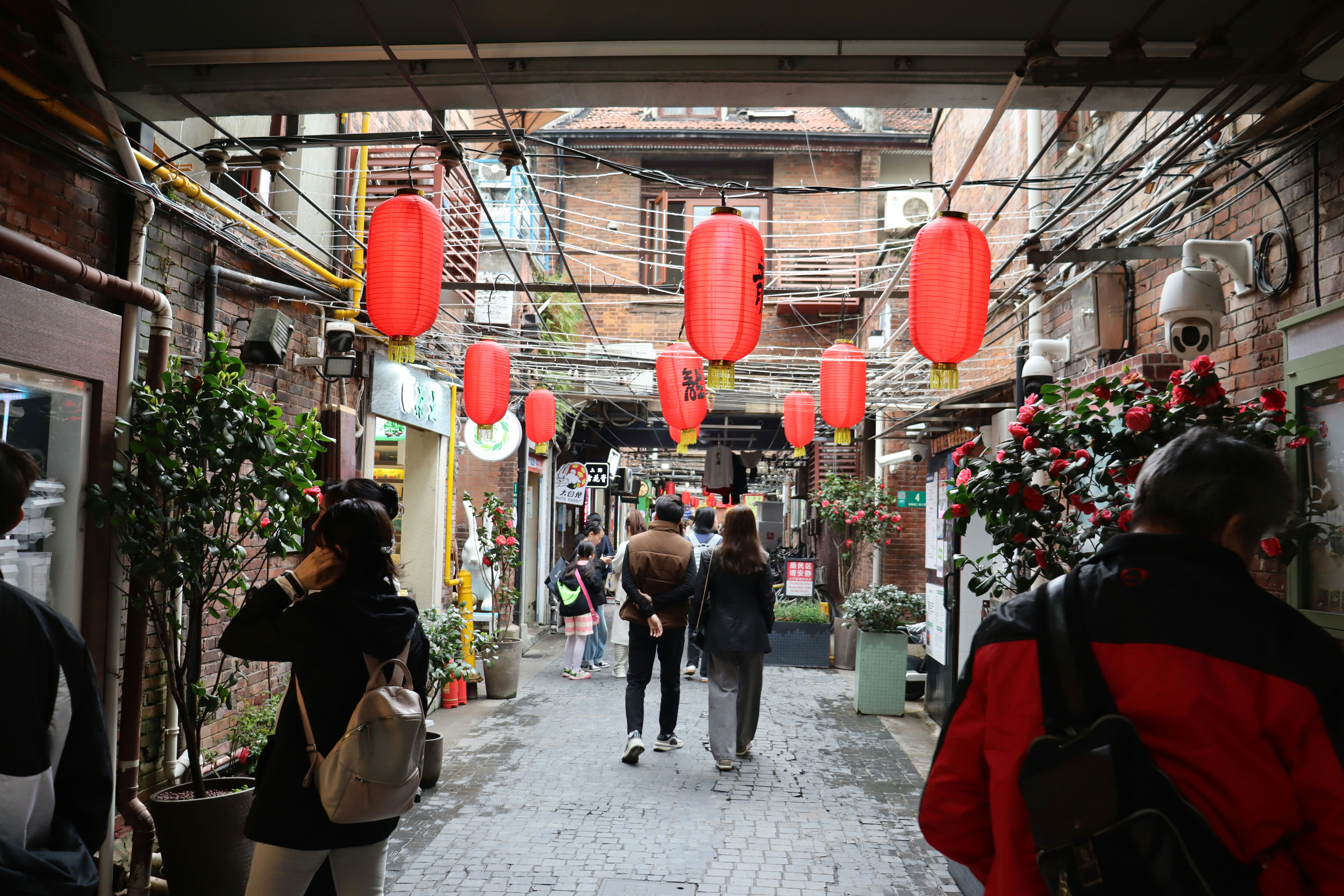 a group of people that are walking down a street