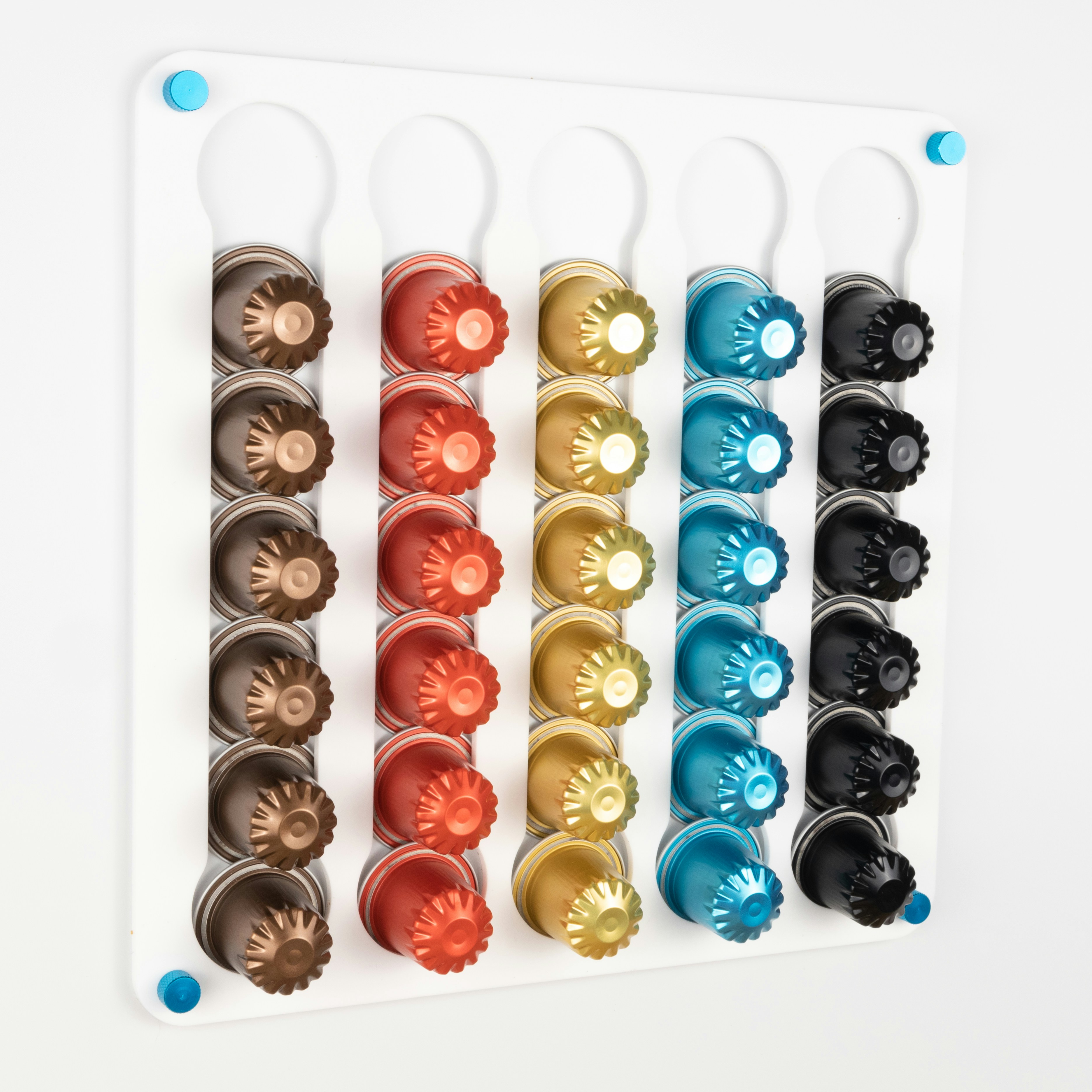 a rack that has a bunch of cups in it