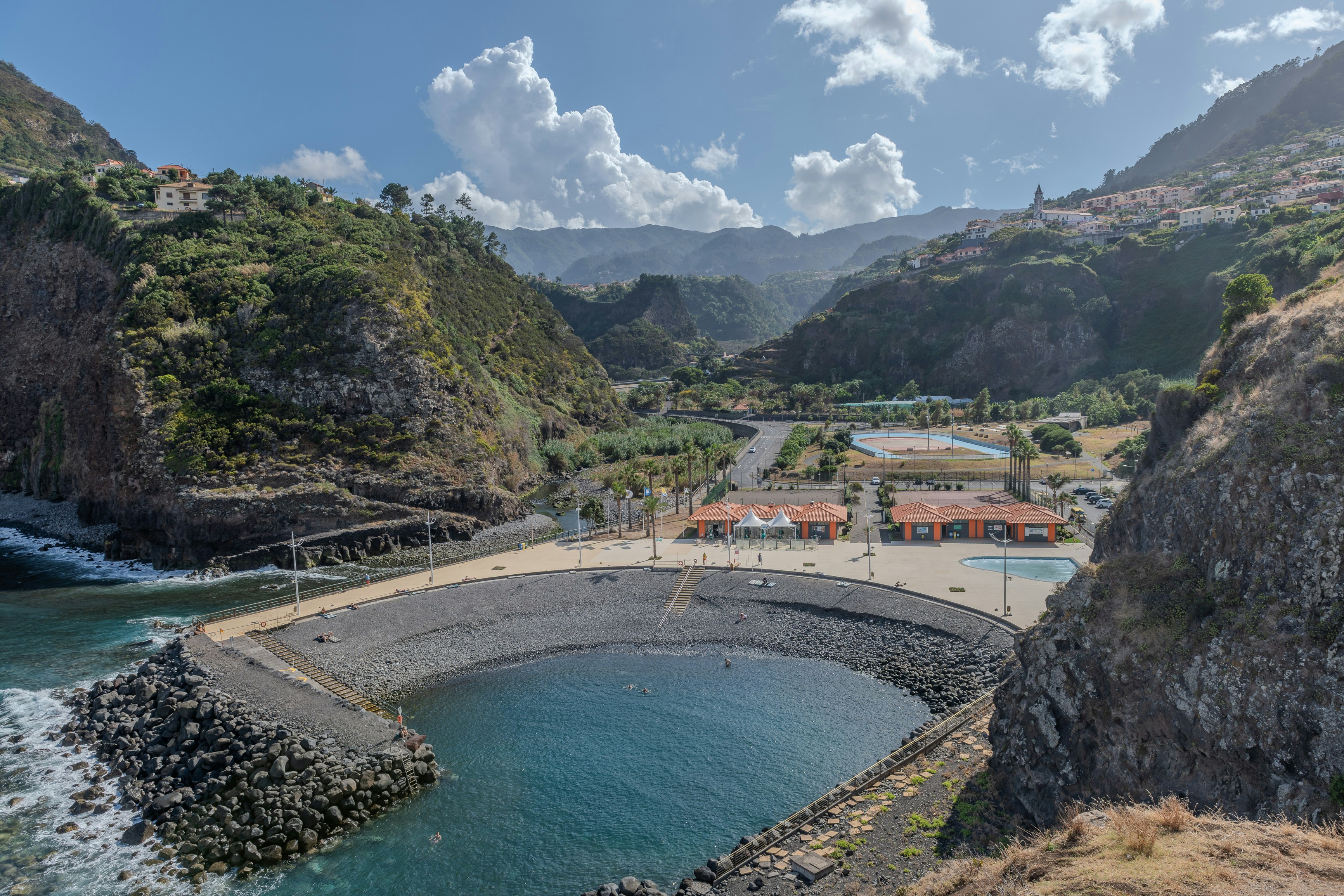 a large body of water surrounded by mountains