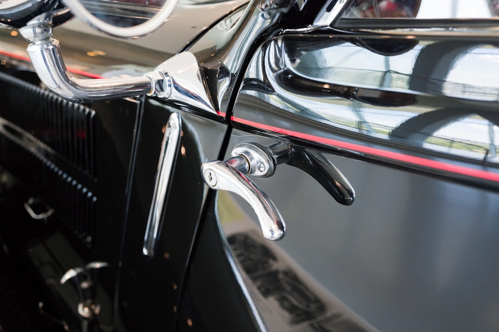 a close up of a car door handle
