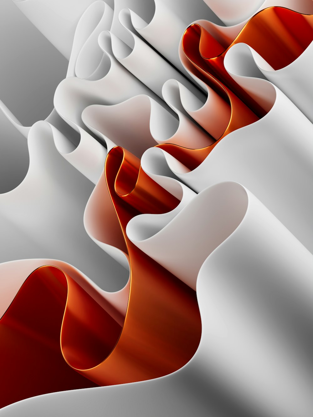 a computer generated image of red and white shapes