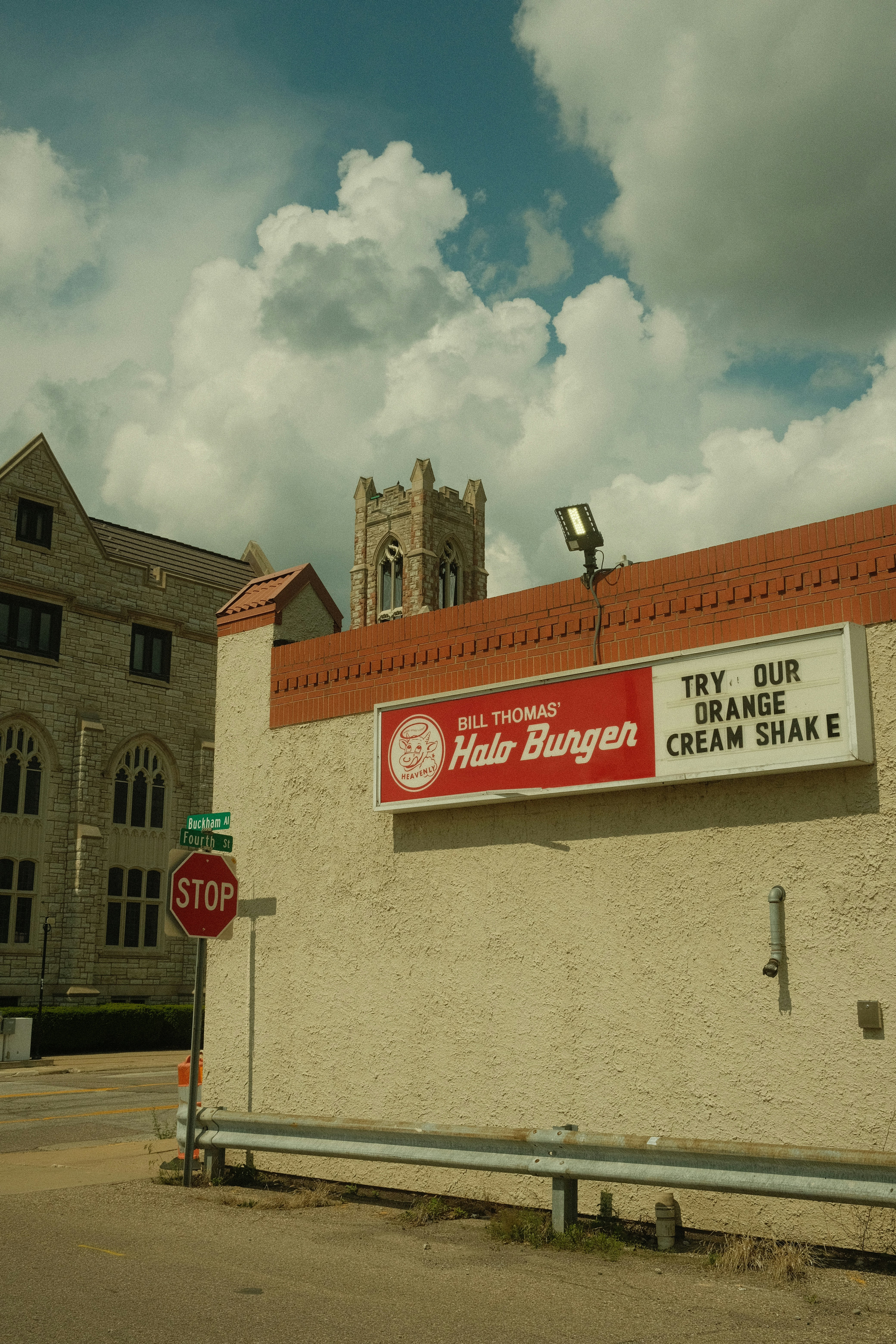 a building with a sign on the side of it