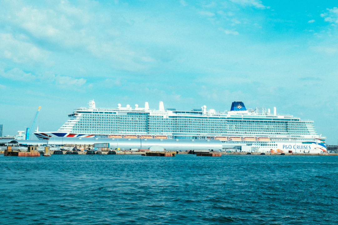 A cruise ship docked at Southampton