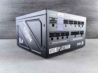 a black box sitting on top of a table