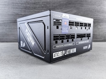 a black box sitting on top of a table