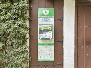 a door with a sign hanging on it