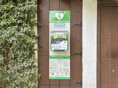 a door with a sign hanging on it