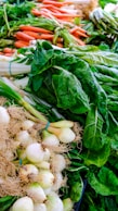 a bunch of vegetables that are on a table