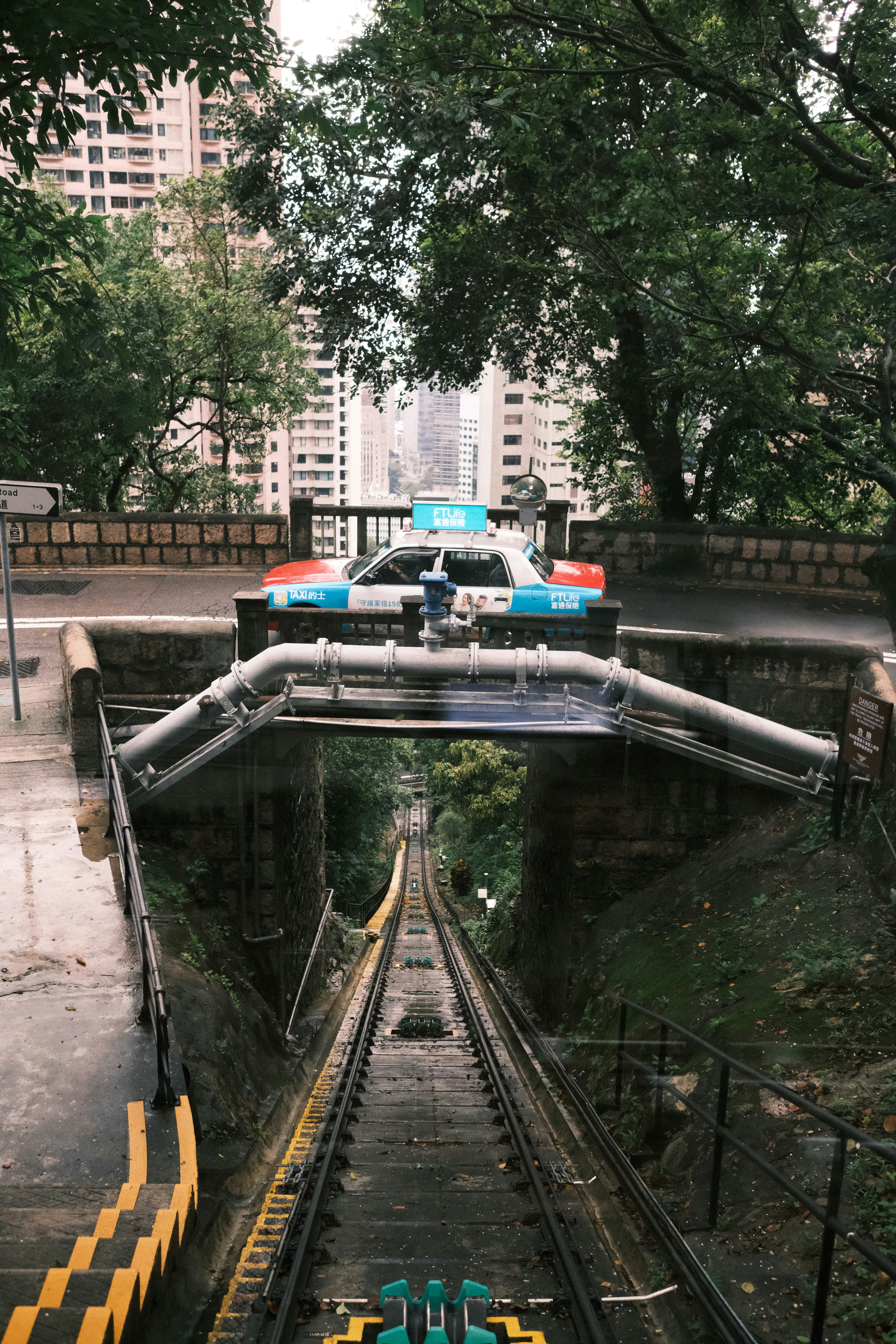a view of a train track from above