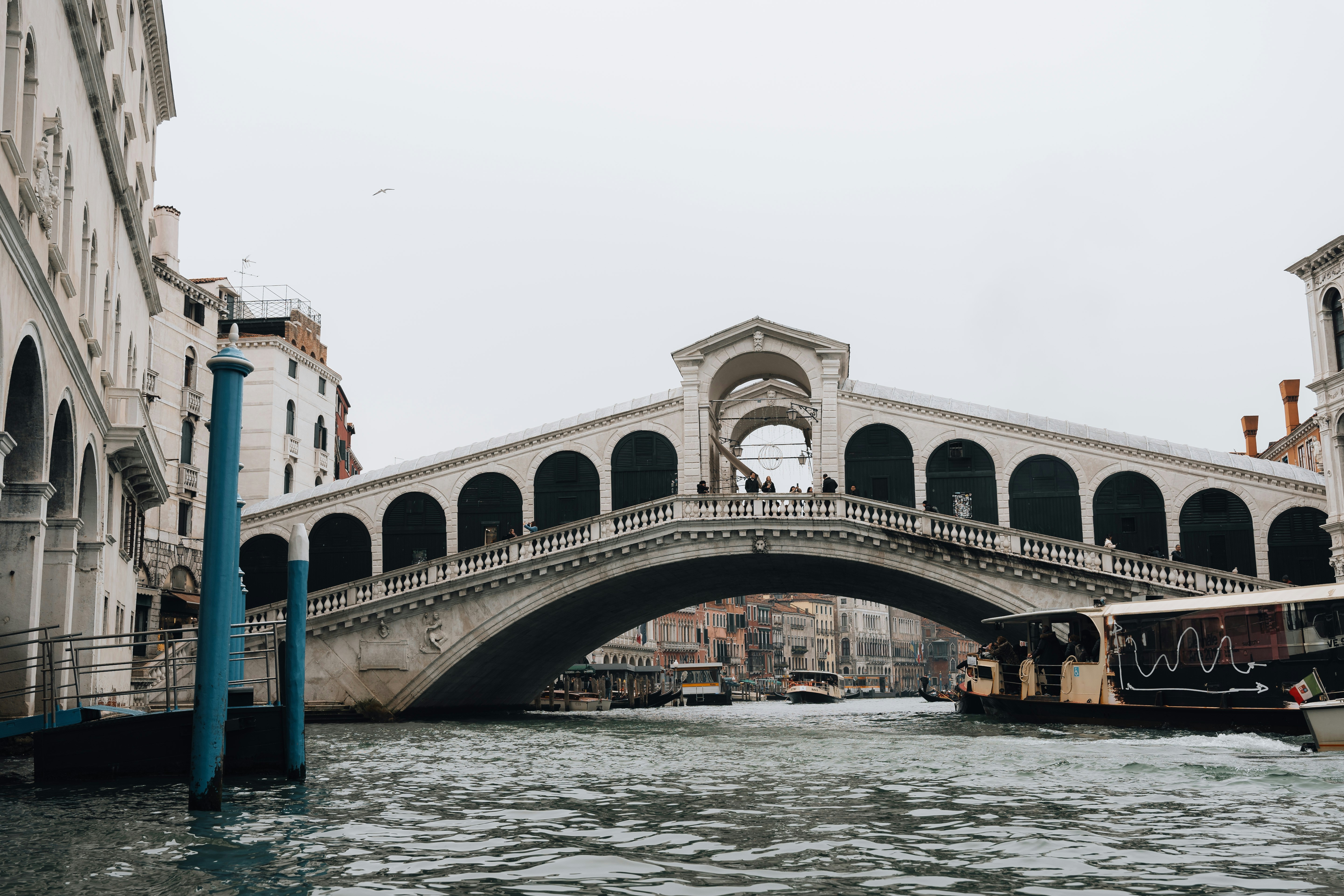 Famous rialto bridge in Venice seen from the water