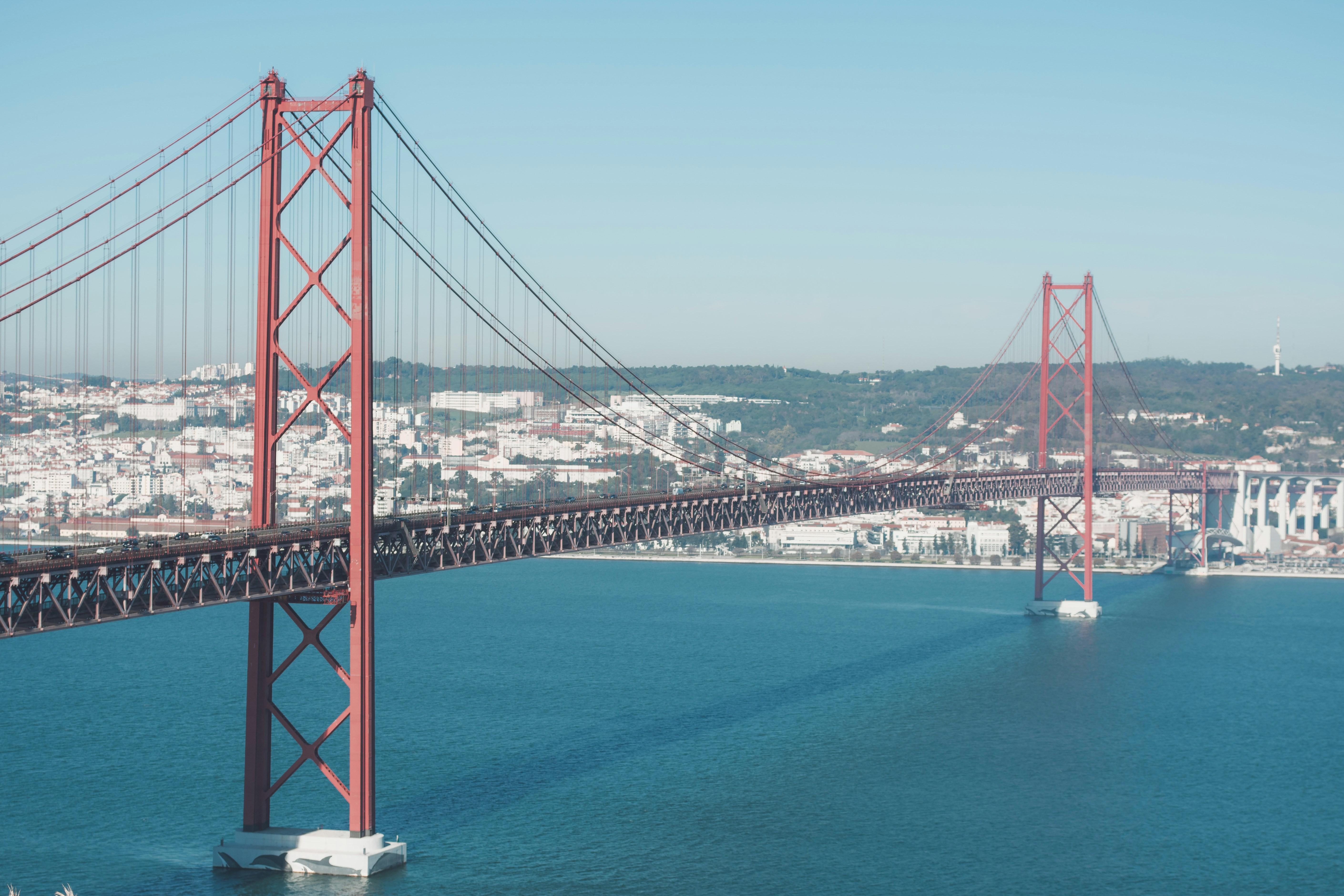 View of the Lisbon bridge "Ponte 25 de Abril"