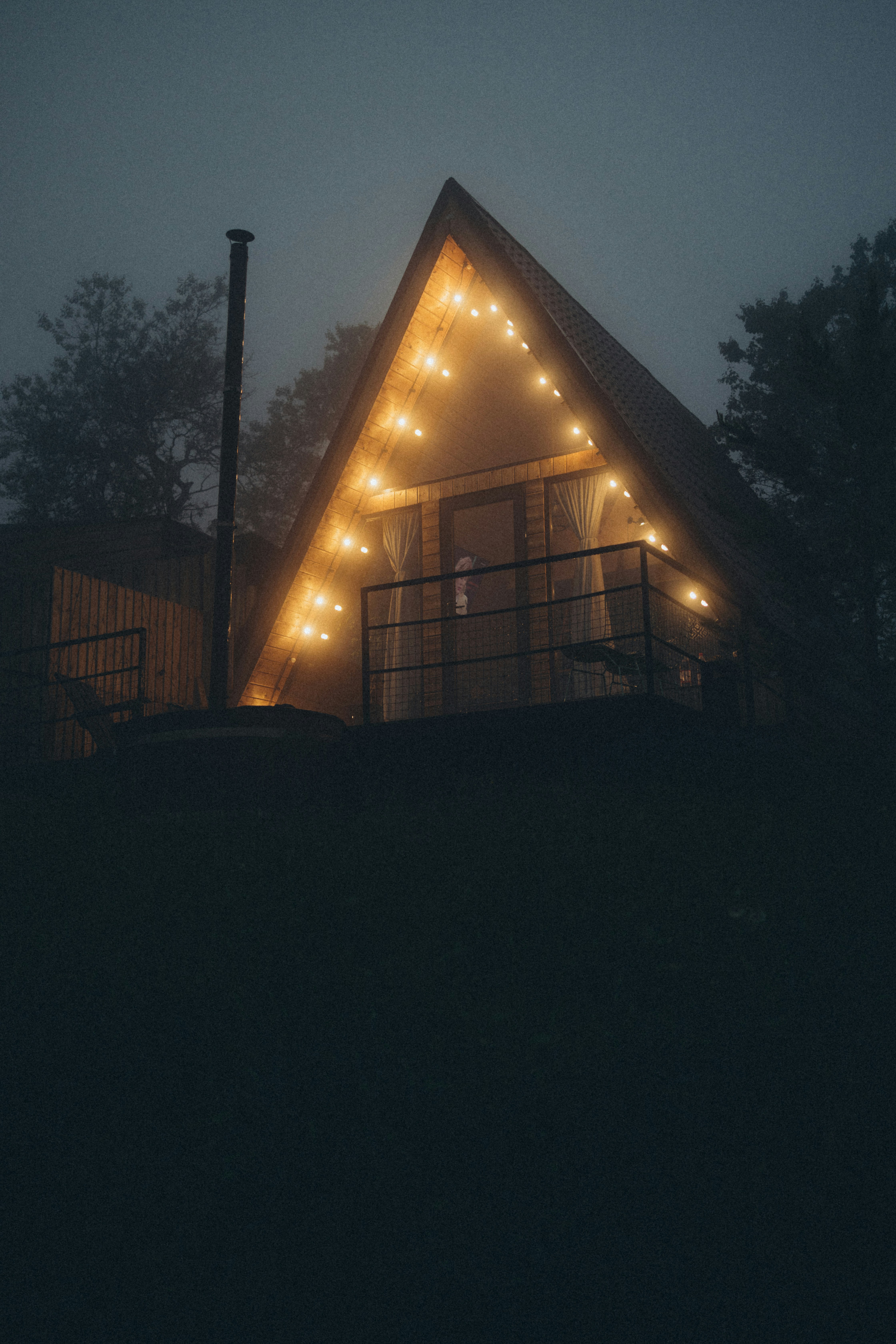 a house with a lot of lights on it