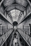 a black and white photo of a train station